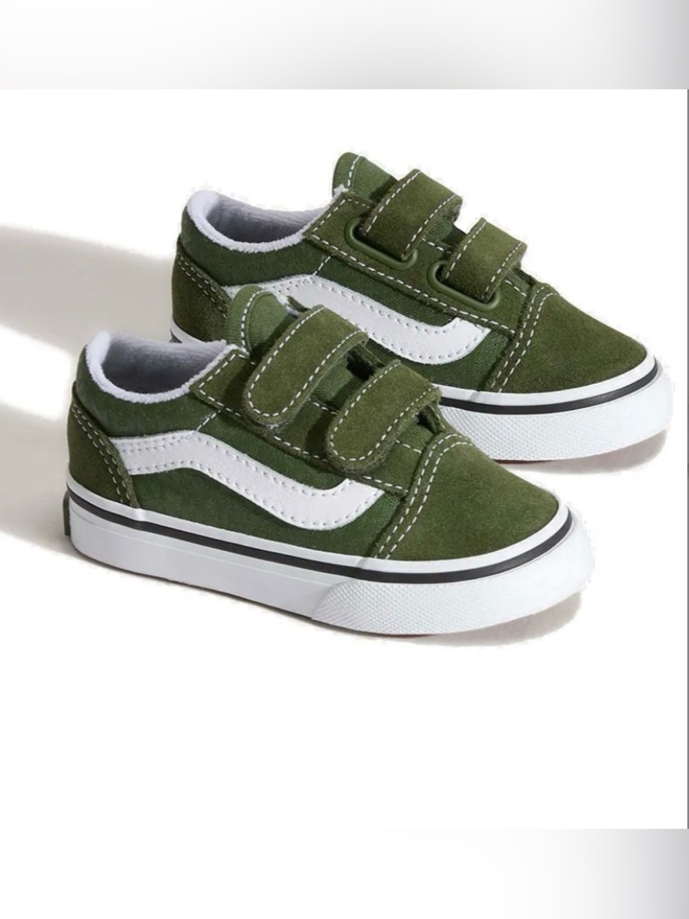 Vans toddler old skool, olive green, Velcro straps, size 8.5